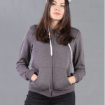 Plain Zipped Hoodie - Brown